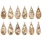 12Pcs Alloy Resin Pendants with Natural Paua Shell, Teardrop Charms, Light Gold, 23x10x2mm, Hole: 1mm