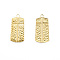 Ion Plating(IP) 201 Stainless Steel Pendants, Rectangle with Cross, Real 18K Gold Plated, 33.5x16.5x2mm, Hole: 3mm