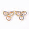 Brass Micro Pave Clear Cubic Zirconia Links Connectors, Nickel Free, Real 18K Gold Plated, 13x13.5x2mm, Hole: 0.5mm