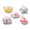 Opaque Cartoon Resin Decoden Cabochons, Rabbit with Moon & Star & Cloud, Mixed Shapes, Mixed Color, 14.5~21x17~21x5~7.5mm