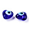 Handmade Lampwork Beads, Heart with Evil Eye, Dark Blue, 12x12x8mm, Hole: 1.5mm