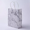 kraft Paper Bags, with Handles, Gift Bags, Shopping Bags, Rectangle, Marble Texture Pattern, White, 21x15x8cm