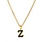 304 Stainless Steel Black Enamel Initial Pendant Twisted Chain Necklaces, Golden, Letter Z, 15.75 inch(40cm)