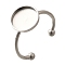 304 Stainless Steel Open Cuff Ring Components, Pad Ring Setting, Flat Round, Stainless Steel Color, 11.5mm, Adjustable, Tray: 10.5mm