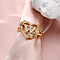 Heart with Flower Hollow Out Brass Finger Rings, Golden, Letter W, Inner Diameter: 17mm
