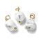 Natural Howlite Pendants, Nuggets Charms with 304 Stainless Steel Jump Rings, Golden, 16.5~17x9.5~10.5x7~7.5mm, Hole: 3.5mm