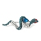 Snake Alloy Rhinestone Brooches for Backpack Clothes, Antique Silver, 22.5x58mm