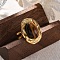 Oval Natural Tiger Eye Finger Rings, 304 Stainless Steel Cuff Rings for Women, Golden, oval: 22x17.5mm, Adjustable