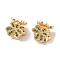 Brass Micro Pave Cubic Zirconia Beads, Nickel Free, Flower, Golden, Green, 10.5x10.5mm, Hole: 3mm