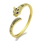 Brass Pave Blue & Clear Cubic Zirconia Leopard Open Cuff Bangle for Women, Real 18K Gold Plated, Inner Diameter: 2-1/8x2-3/8 inch(5.25x6.15cm)