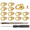 GORGECRAFT 20 Sets D Ring Stud Screw Ball Post Head Buttons Rotatable Chicago Stud Screw Nail Rivet Tumbler Accessories Chains Metal Ring with Hole Punch for Wallet Strap Shoe Accessories (Golden)