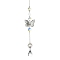 Glass Pendant Decorations, with Brass & Stainless Steel Findings, Butterfly & Teardrop, Clear, 299mm