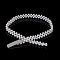 Alloy & Acrylic Imitation Pearl Beaded Elastic Chain Belts, White, Silver Color Plated, Rectangle, 600~800mm