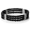Round Natural Obsidian & Alloy Multi-Strand Beaded Stretch Bracelets for Women Men