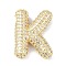 Rack Plating Brass Micro Pave Cubic Zirconia Pendants, Real 18K Gold Plated, Lead Free & Cadmium Free, Letter, Letter K, 22.5x17.5x6mm, Hole: 4x2.5mm