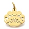 304 Stainless Steel Charms, with Jump Ring, Shell Charm, Laser Cut, Ion Plating(IP), Real 18K Gold Plated, 11x12x1mm, Hole: 3mm