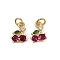 Brass Micro Pave Cubic Zirconia Pendants, Cherry Charms, with Jump Ring, Long-Lasting Plated, Cadmium Free & Lead Free, Rack Plating, Real 18K Gold Plated, 11x8.5x3mm, Hole: 3mm