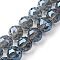 Transparent Electroplate Glass Beads Strands, Round, Faceted, Steel Blue, 14x13mm, Hole: 1.8mm, about 28pcs/strand, 14.57 inch(37cm)