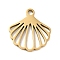 201 Stainless Steel Pendants, Shell, Golden, 13.5x12.5x1mm, Hole: 1.4mm