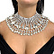Alloy Full Crystal Rhinestone Multi-layered Teardrop Tassel Bib Necklaces for Women, Silver, 11.81 inch(30cm)