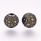 Brass Micro Pave Cubic Zirconia Beads, Round, Yellow, 8x7.5mm, Hole: 1.8mm