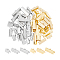 60Pcs 6 Style 304 Stainless Steel Ribbon Crimp Ends, Golden & Stainless Steel Color, 6~8x10~20x5mm, Hole: 1.2~1.4x0.5mm, 10pcs/style