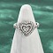 Brass Micro Pave Cubic Zirconia Cuff Rings for Women, Heart, Rack Plating, Long-Lasting Plated, Lead Free & Cadmium Free, Platinum, US Size 6(16.5mm)