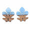 Opaque Resin & Walnut Wood Pendants, Fleur De Lis, Cornflower Blue, 28x23x3mm, Hole: 2mm