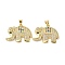 Brass Micro Pave Cubic Zirconia Pendant, Long-Lasting Plated, Elephant, Lead Free & Cadmium Free, Real 18K Gold Plated, 21x28x5mm, Hole: 3.5x5mm