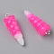 Resin Pendants, with Platinum Iron Peg Bail, Two Tone, Unicorn Horn, Deep Pink, 29x10x9.5mm, Hole: 1.8mm