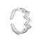 925 Sterling Silver Cuff Rings, Open Rings, with Hearts and Arrows Cubic Zirconia, Heart Beat, Silver, Size 6(16mm)