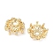 Flower Brass Micro Pave Clear Cubic Zirconia Bead Caps, Long-Lasting Plated, Golden, 14.5x14x6mm, Hole: 2.6mm