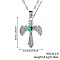 Retro Hip Hop Style Brass Full Rhinestone Heart Wing Sword Pendant Necklaces for Women, Platinum, Emerald, 15.75 inch(40cm)