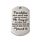 Anti-Tarnish 201 Stainless Steel Pendants, Message Charm, Rectangle with Word Charm, Stainless Steel Color, 49x28x1.8mm, Hole: 3mm