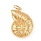 304 Stainless Steel Pendants, with Jump Ring, Golden, Conch, 23x17x6.5mm, Hole: 4.5mm