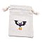 Halloween Cotton Cloth Storage Pouches, Rectangle Drawstring Bags, for Candy Gift Bags, Bat Pattern, 13.8x10x0.1cm