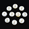 Natural Freshwater Shell Beads, with Golden Plated Brass Etched Metal Embellishments, Flat Round with Letter, Seashell Color, Letter.J, 6x4mm, Hole: 0.8mm