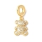 Brass Micro Pave Cubic Zirconia European Dangle Charms, Cadmium Free & Lead Free, Bear, Real 18K Gold Plated, 27.5mm, Hole: 4.5mm
