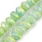Handmade Lampwork Beads Strands, Faceted, Rondelle, Light Green, 10x7.5mm, Hole: 1.6mm, about 60pcs/strand, 17.72''(45cm)