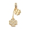 Brass Micro Pave Clear Cubic Zirconia European Dangle Charms, Large Hole Heart Clover Pendants, Cadmium Free & Nickel Free & Lead Free, Real 18K Gold Plated, 36.5x12x1.5mm, Hole: 3x4.5mm
