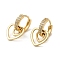 Brass Micro Pave Cubic Zirconia Dangle Hoop Earrings, Heart, Light Gold, 22x13.5mm