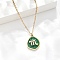 304 Stainless Steel Micro Pave Cubic Zirconia constellation Pendant Necklaces, with Synthetic Malachite, Golden, Virgo, 17.72 inch(45cm) long+50mm extender