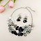 Flat Round Shell Dangle Earrings & Double Layer Necklaces Sets, with Alloy Findings, Gray, 450mm