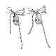 Серьги-клипсы из латуни с микропаве и цирконием в бантик EJEW-D098-24P-1