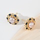 Серьги-гвоздики из латуни с имитацией жемчуга KK-D301-08G-4
