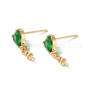 Серьги-гвоздики из латуни со стеклянными стразами KK-B063-02G-02