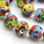 Многоцветные ручной работы Lampwork круглые бусины LAMP-O008-03