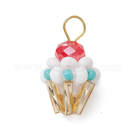 Подвески-кексы из стеклянных бусин PALLOY-MZ00581-02-1