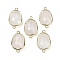 Natural Quartz Crystal Faceted Connector Charms, Rack Plating Brass Rock Crystal Oval Links, Golden, 22.5~23x13.5~14x6mm, Hole: 1.4mm
