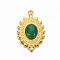 304 Stainless Steel Pendants, with White Jade, Oval, Dyed & Heated, Sea Green, 23.5x15x4~5mm, Hole: 1.8mm